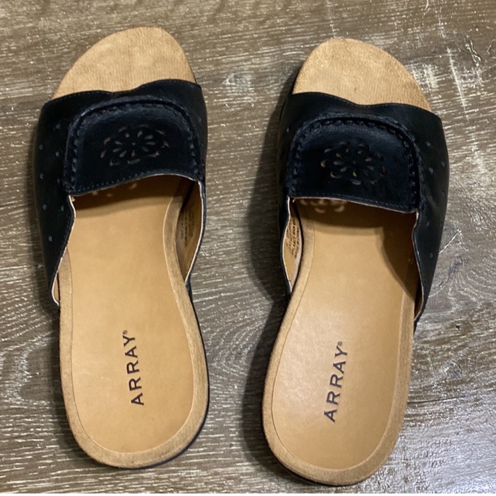 Array San Dollar Open Toe Leather Casual Slide Sa… - image 7